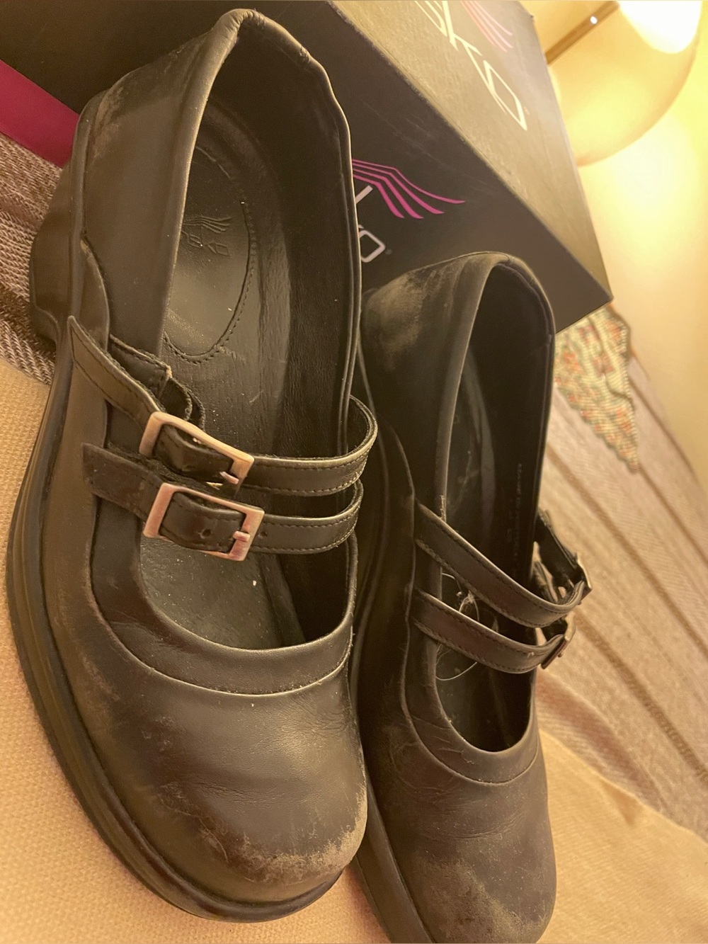 Dansko Black Double-Strap Mary Jane Comfort Flats
